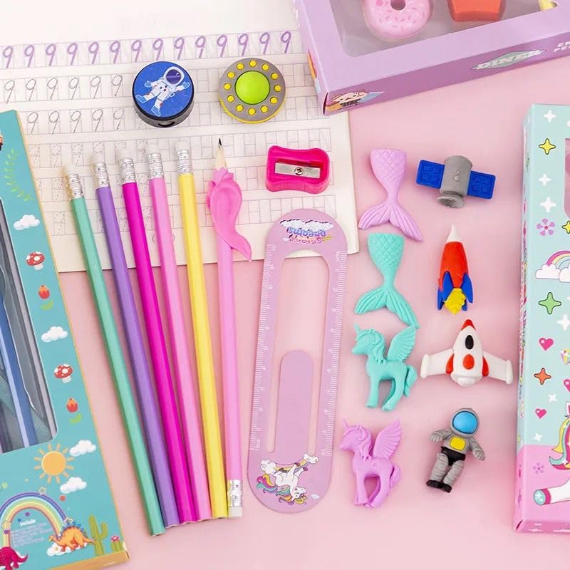 Pencil Stationary Gift Set Kit for School Childrens & Kids, Pack of 13 Stationery Items, Return Gift Pack (Ocean Princess)
