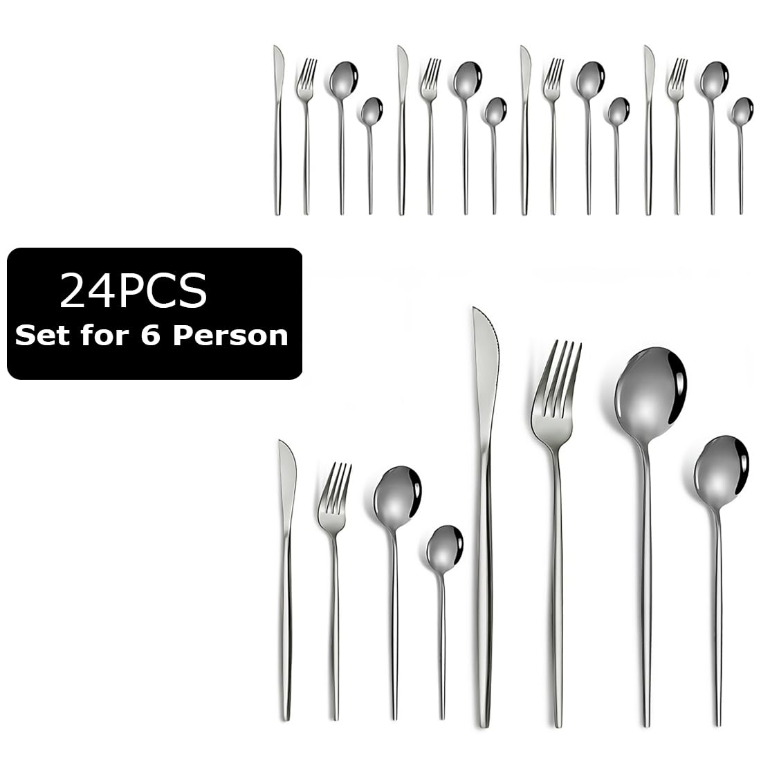 24 Piece Sterling Silver Stainless Steel Cutlery Set