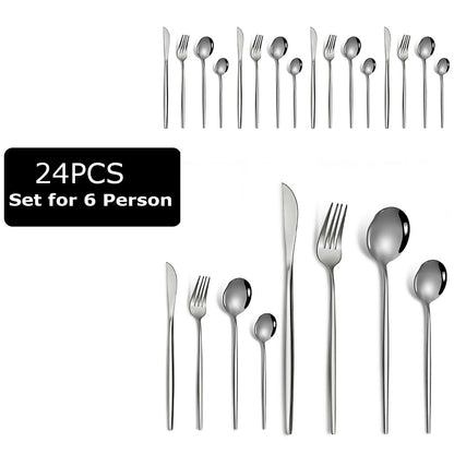 24 Piece Sterling Silver Stainless Steel Cutlery Set