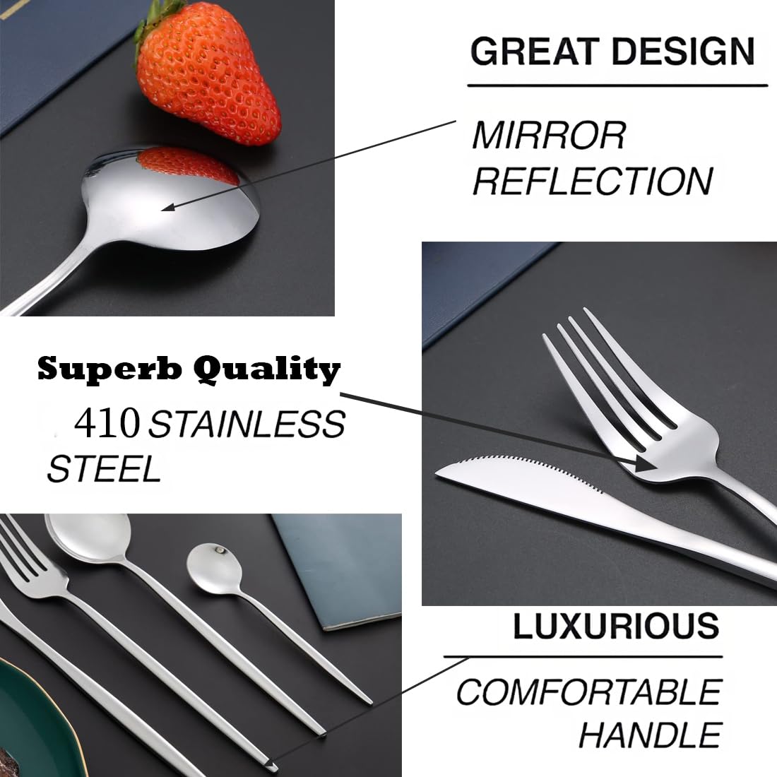 24 Piece Sterling Silver Stainless Steel Cutlery Set