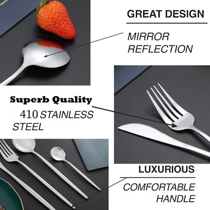 24 Piece Sterling Silver Stainless Steel Cutlery Set