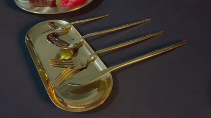 24-Piece Gold Silverware Set Gold Flatware Set for 6, Gold Spoons and Forks Set, Stainless Steel Gold Cutlery Set for Home Kitchen Restaurant Wedding, Mirror Polished Utensils Set, Dishwasher Safe