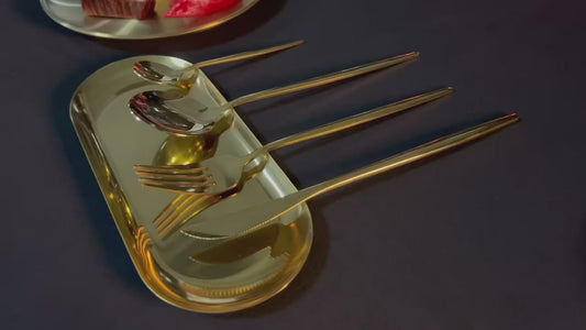 24-Piece Gold Silverware Set Gold Flatware Set for 6, Gold Spoons and Forks Set, Stainless Steel Gold Cutlery Set for Home Kitchen Restaurant Wedding, Mirror Polished Utensils Set, Dishwasher Safe