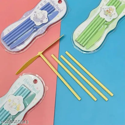 Wow&now Flying Pencil HB quality Fancy School Pencil Stationery Set for Kids for Kanjak Gifts,Birthday Return Gift Drawing & Sketching. 4 Pencils and 1 Fan in Each Package